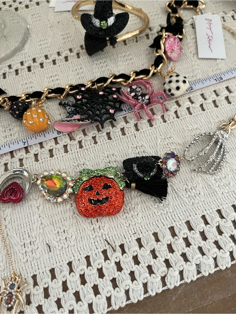 NWT Betsey Johnson Pretty Spooky Witch Hat & Broom Bangle Bracelet